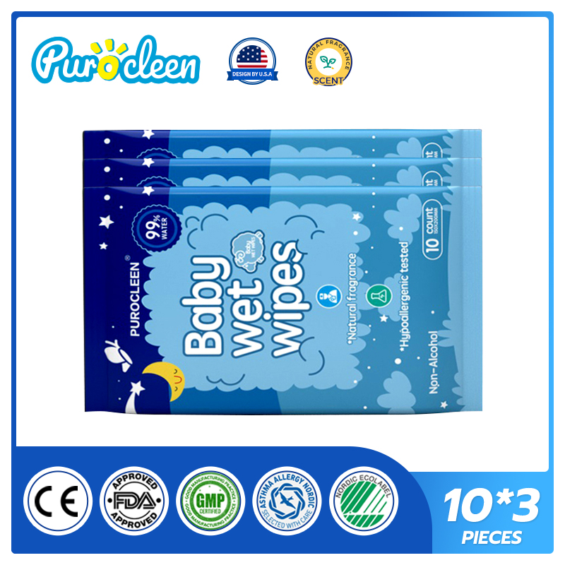 PUROCLEEN Scented 99.9% Pure Water Baby Wipes 10’s（3 PACKS）