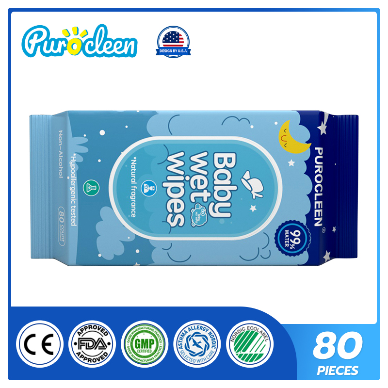 PUROCLEEN Unscented 99.9% Pure Water Baby Wipes 80’s（1 PACKS）