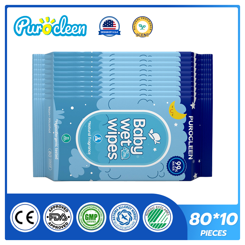 PUROCLEEN Scented 99.9% Pure Water Baby Wipes 80’s（10 PACKS）