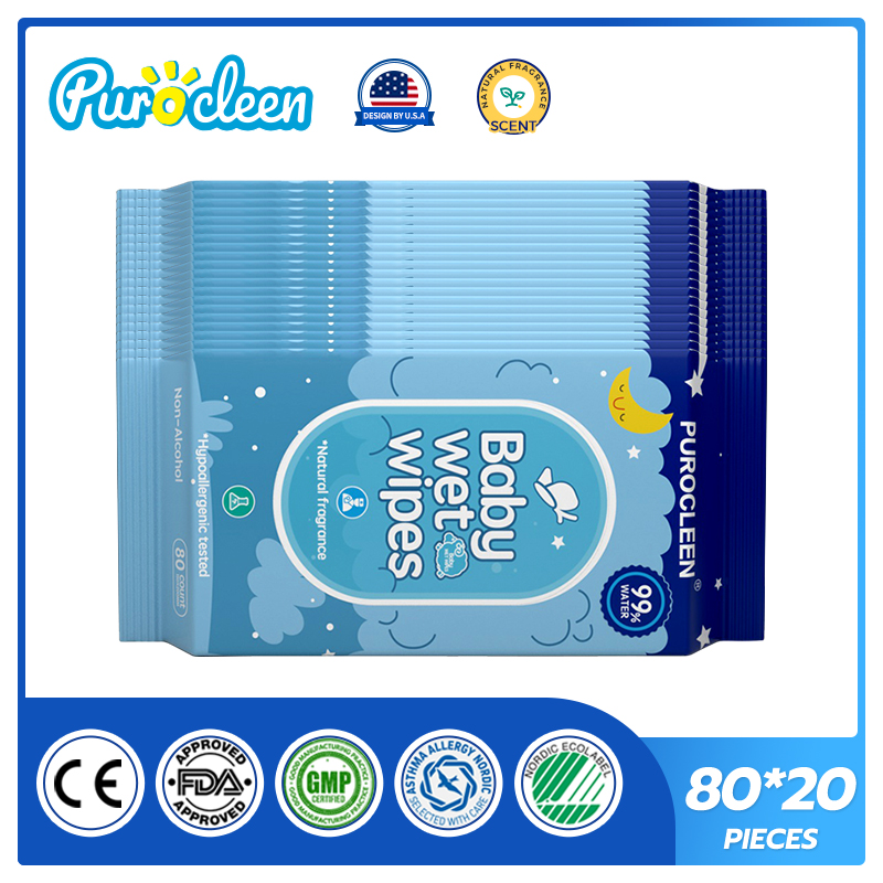 PUROCLEEN Scented 99.9% Pure Water Baby Wipes 80’s（20 PACKS）