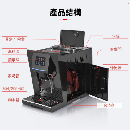 【贈送自動清潔刷】EB/億貝斯特家用全自動咖啡機110V（EB-2016）-億貝斯特