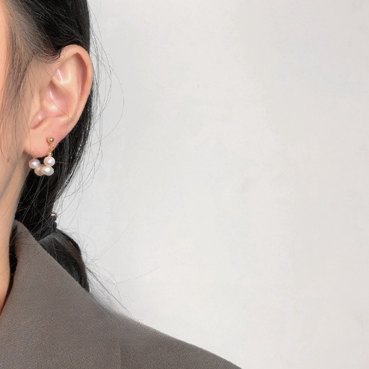 Dainty Baroque Freshwater Pearl Earring ~ 14K Gold Plated