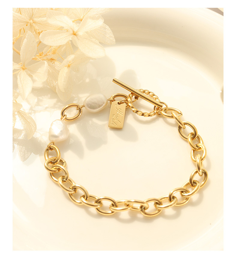 European Geometric FreshWater Pearl Buckle Bracelet 