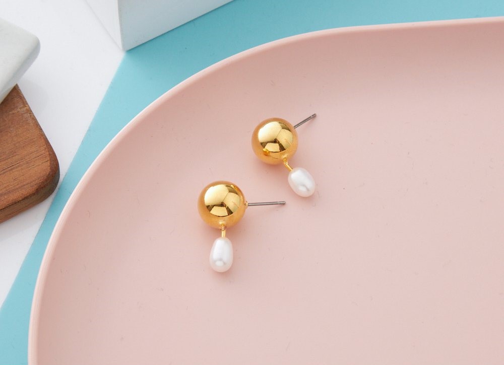 Little Drop Pearl Earring 925 Sterling Silver Post with Fresh Water Pearl 