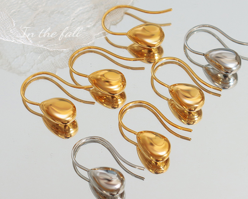 Elegant European Style Minimalist Titanium Steel Water Droplet Earrings
