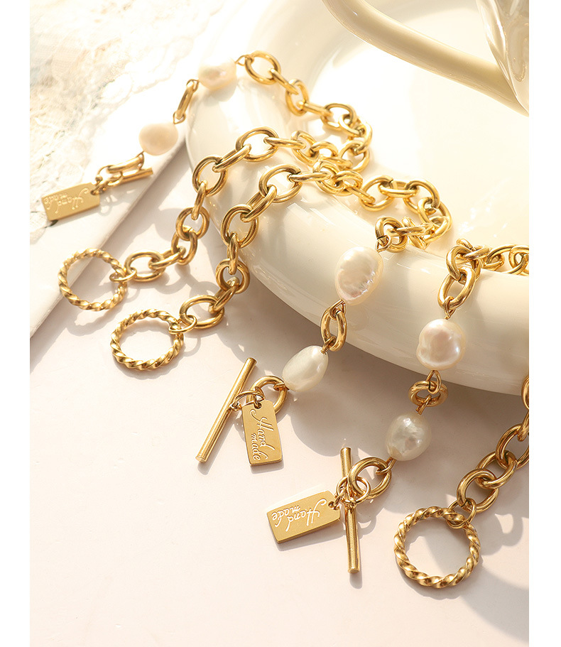 European Geometric FreshWater Pearl Buckle Bracelet 