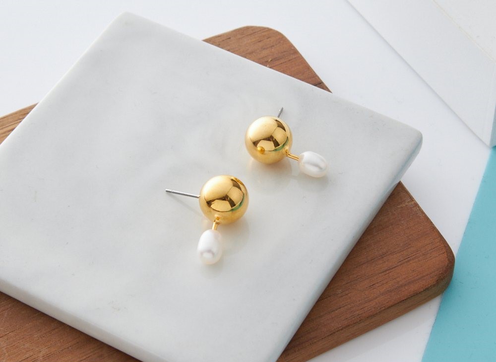 Little Drop Pearl Earring 925 Sterling Silver Post with Fresh Water Pearl 