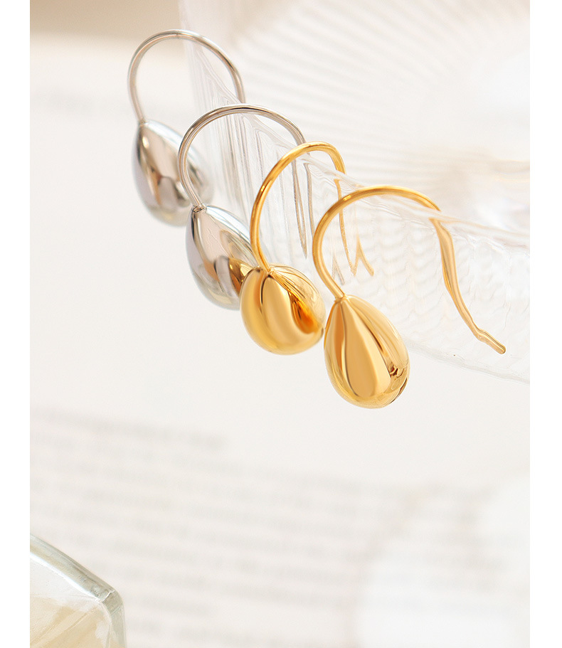 Elegant European Style Minimalist Titanium Steel Water Droplet Earrings