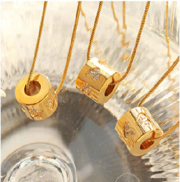 European Style Versatile Exquisite Cylindrical Necklace With Paved High-Grade Zircons