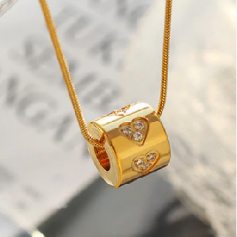 European Style Versatile Exquisite Cylindrical Necklace With Paved High-Grade Zircons