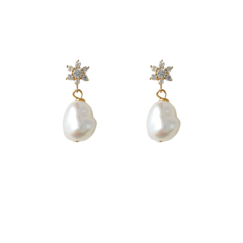 Vintage Baroque Freshwater Pearl Stud Earrings Plated 14K 