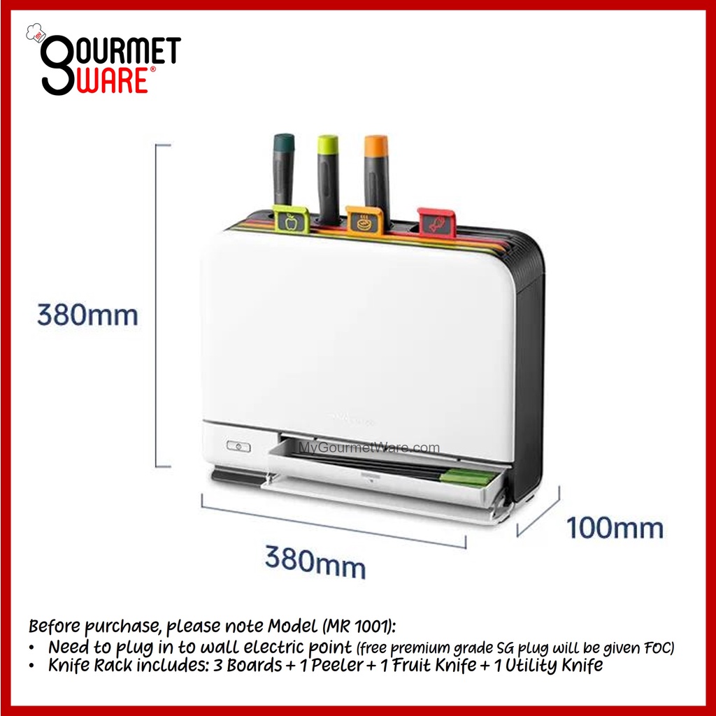 6 in 1 UV+HEAT Dry Disinfecting Steriliser Cutting Board and Knife Rac