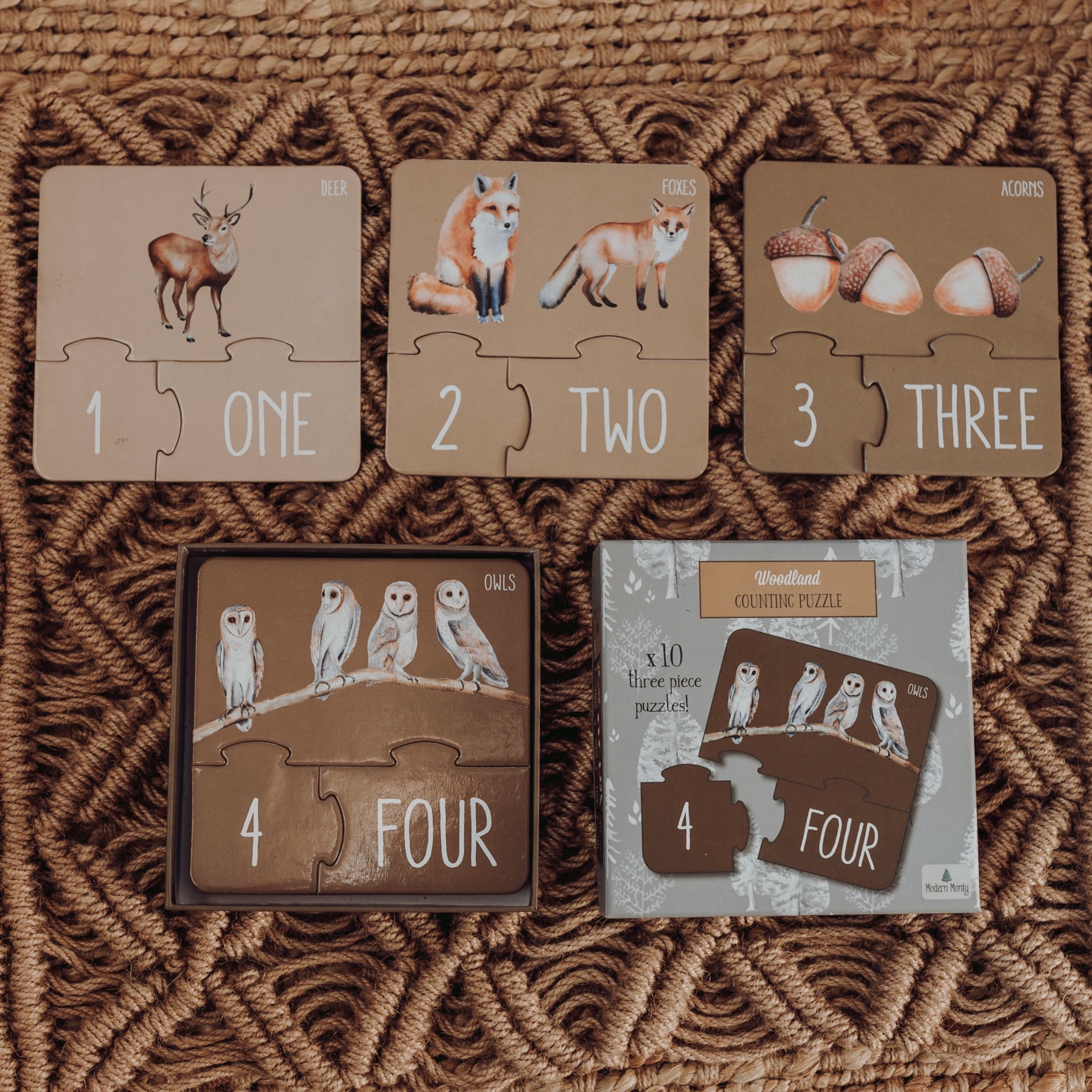 Woodland Counting 123 Puzzle for Early Literacy and Numeracy in Toddlers and Kids