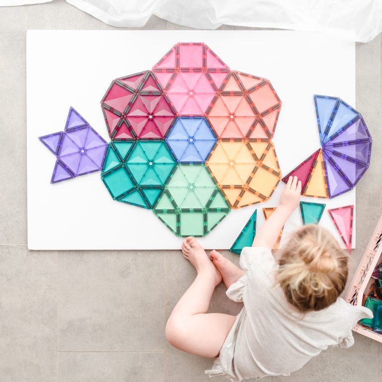 120 pieces Pastel Creative Set Connetix Magnetic Tiles for Toddler and Kids Open Ended Play