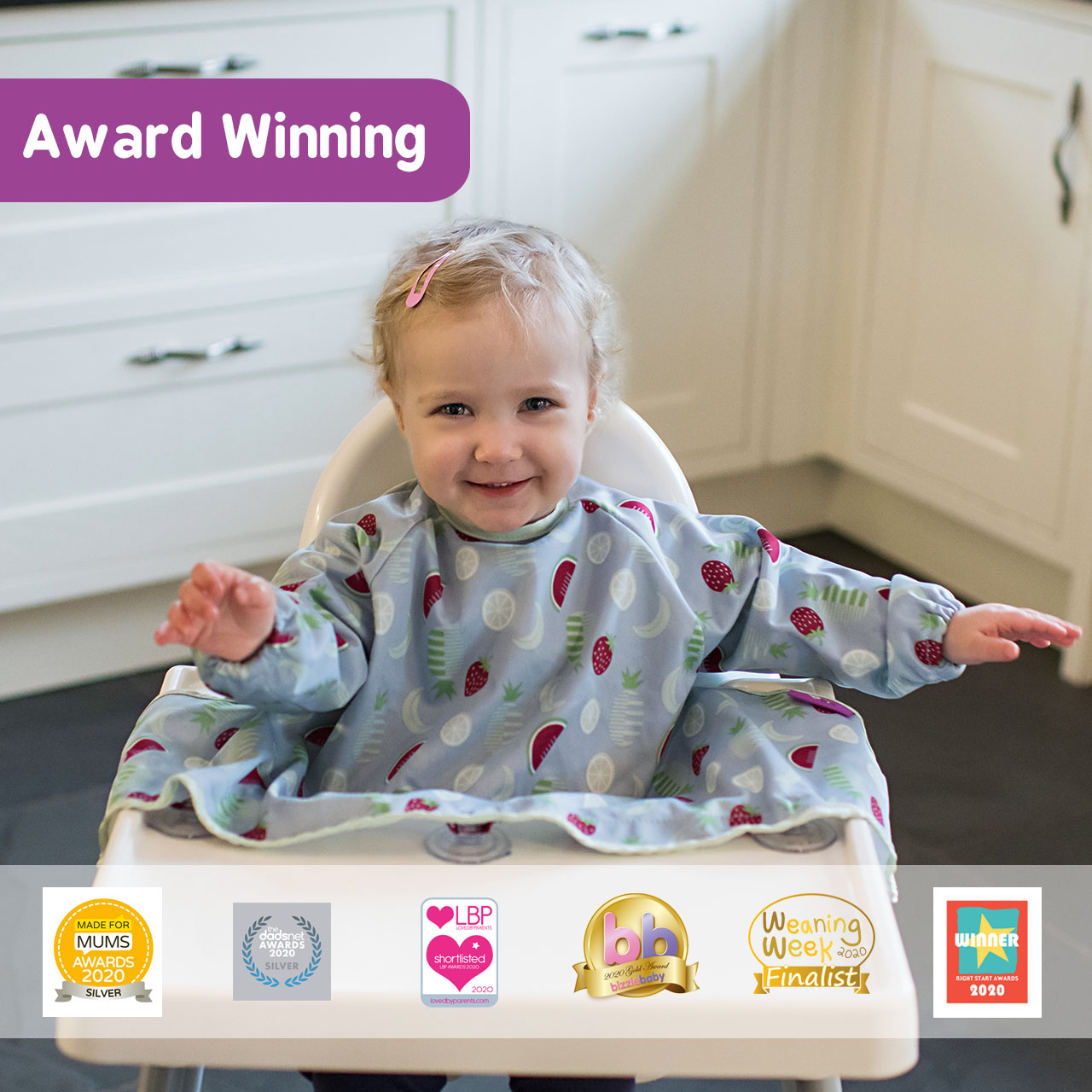 Tidy Tot Cover and Catch Bib for Baby Self Feeding or Baby Led Weaning