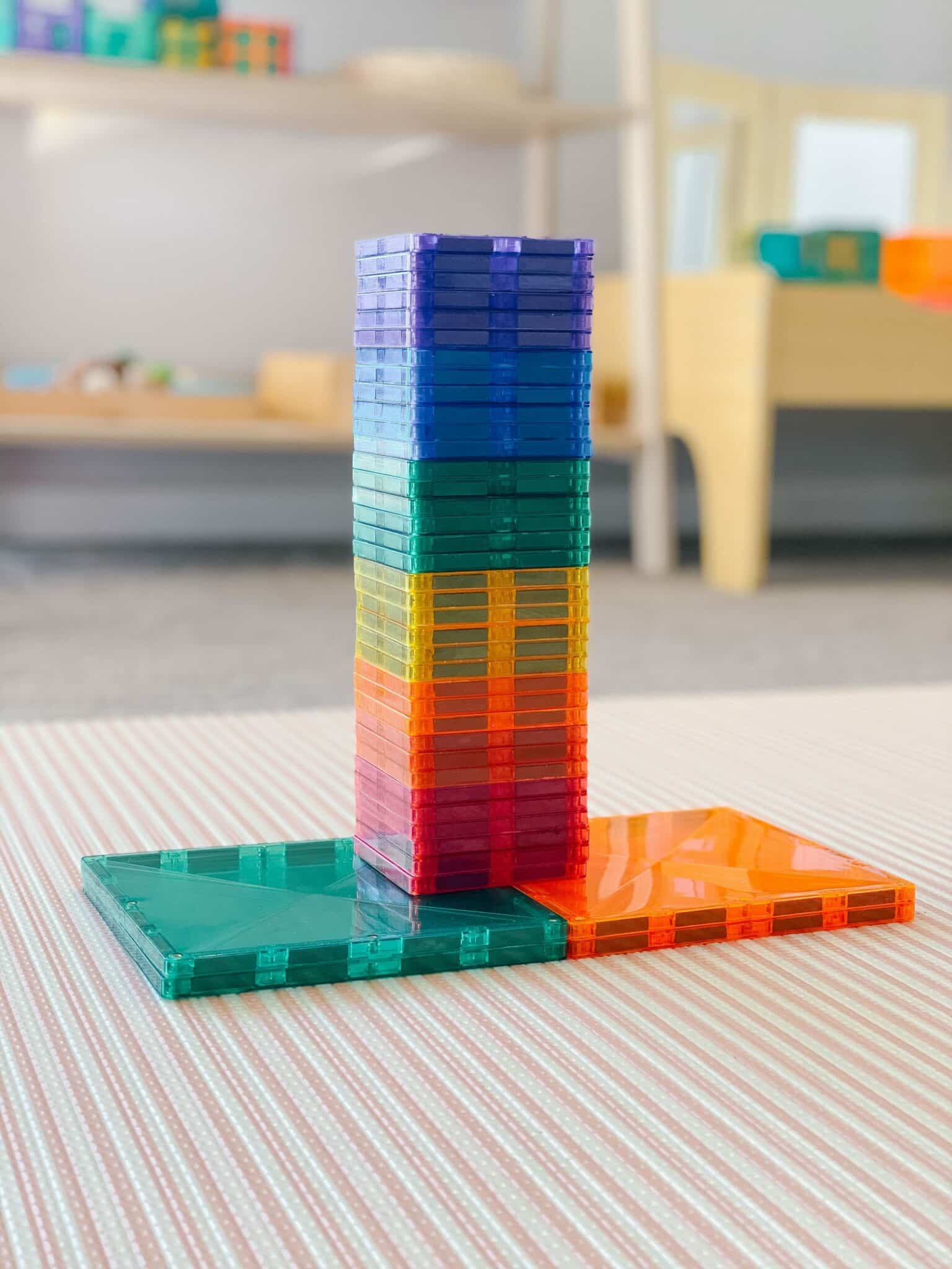 40 Pieces Connetix Square Pack Magentic Tiles for Open Ended Play