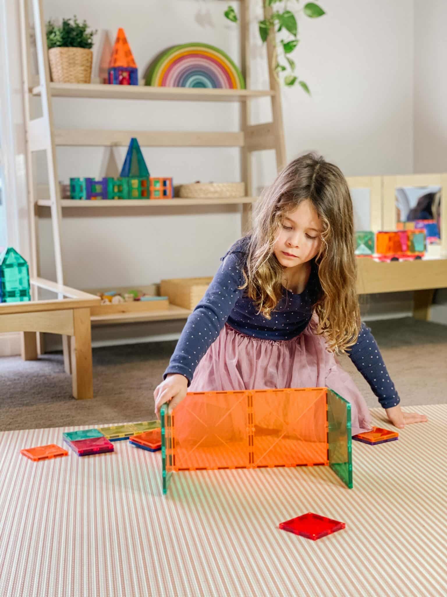 40 Pieces Connetix Square Pack Magentic Tiles for Open Ended Play