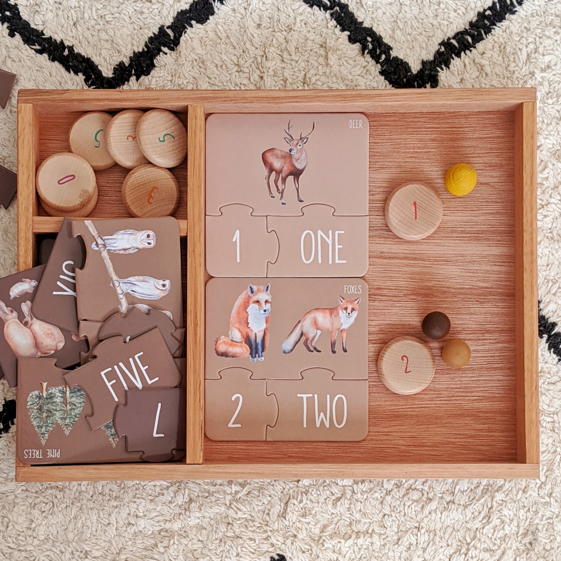 Woodland Counting 123 Puzzle for Early Literacy and Numeracy in Toddlers and Kids