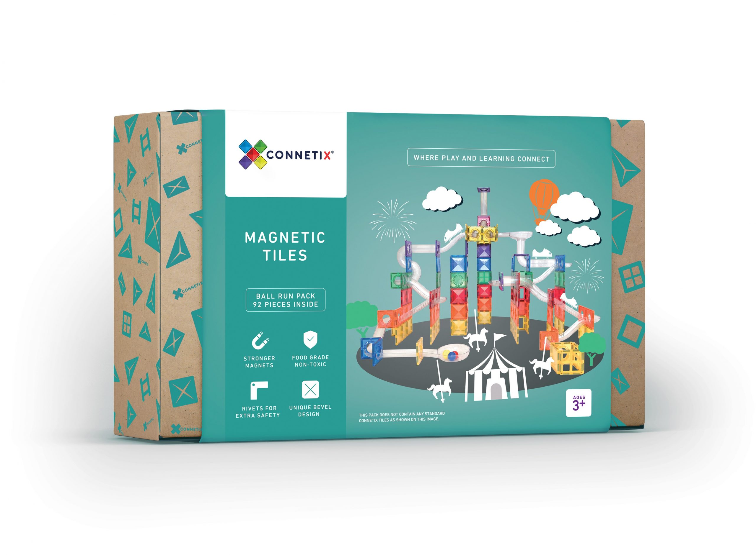 Connetix Tiles for Open Ended Play (100 pc Creative Pack, 24 pc Motion Pack, 92 pc Ball Run Pack)