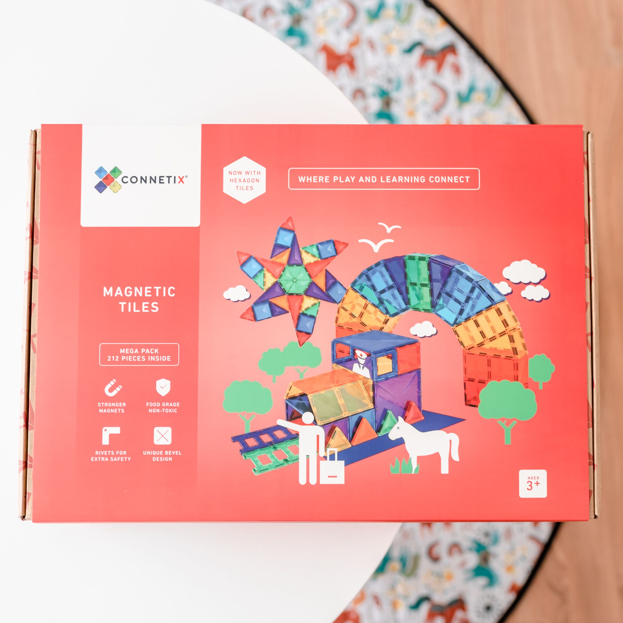 212 pieces Mega Set Connetix Magnetic Tiles for Toddler and Kids Open Ended Play