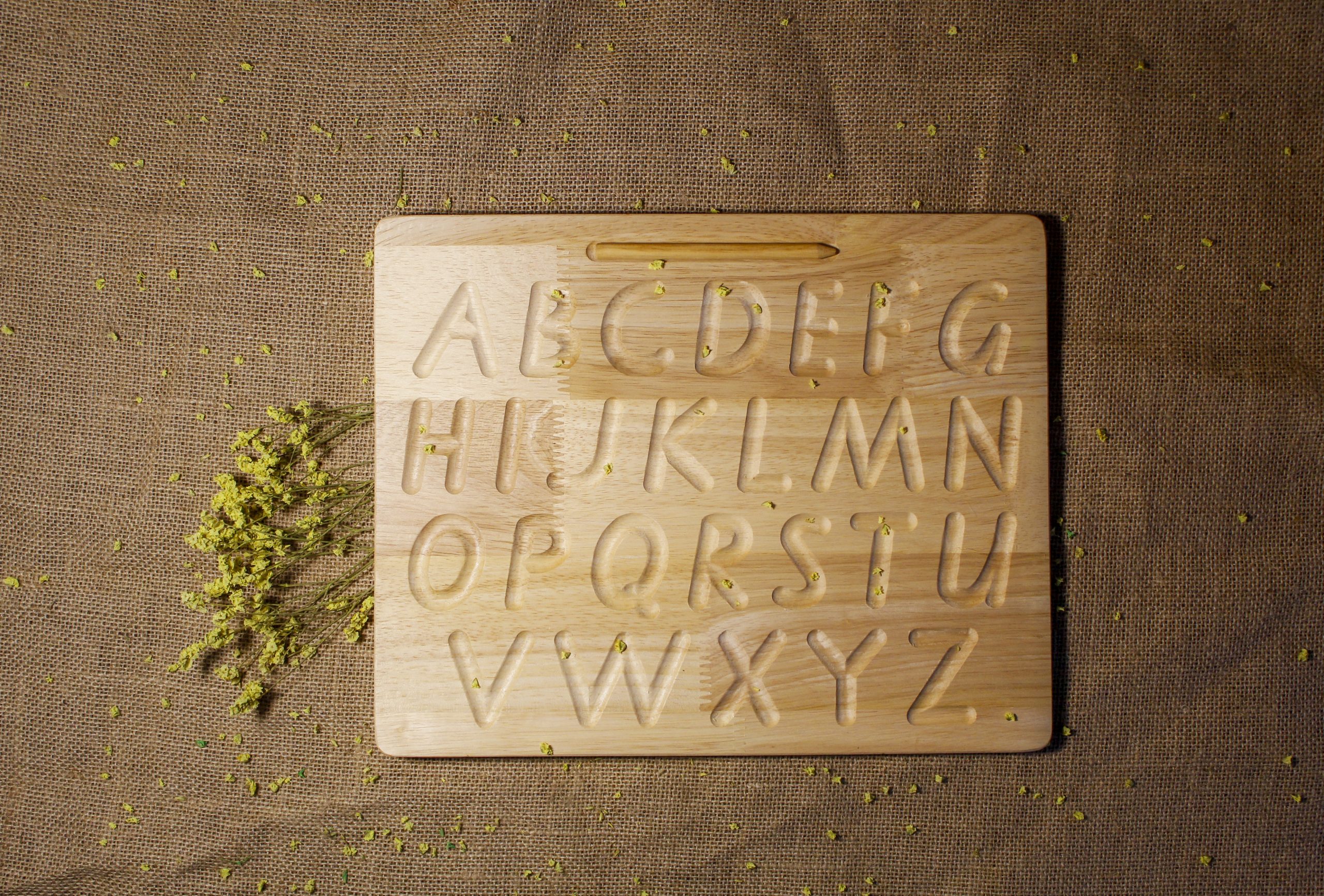 Qtoys Capital Letter Tracing Board with Wooden Stylus for Toddlers