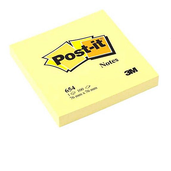 3M Post-it Notes 654 Yellow 3" x 3" 100'S