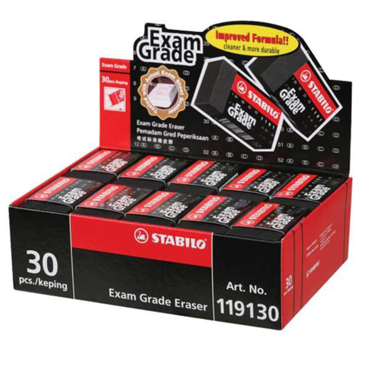 STABILO 119130 Exam Grade Eraser, Black (30PCS/BOX)