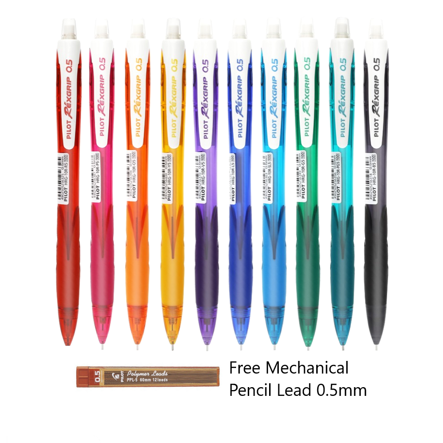 Pilot HRG-10R5 RexGrip Mechanical Pencil 0.5mm (Free 1 tube Pilot Pencil Lead)