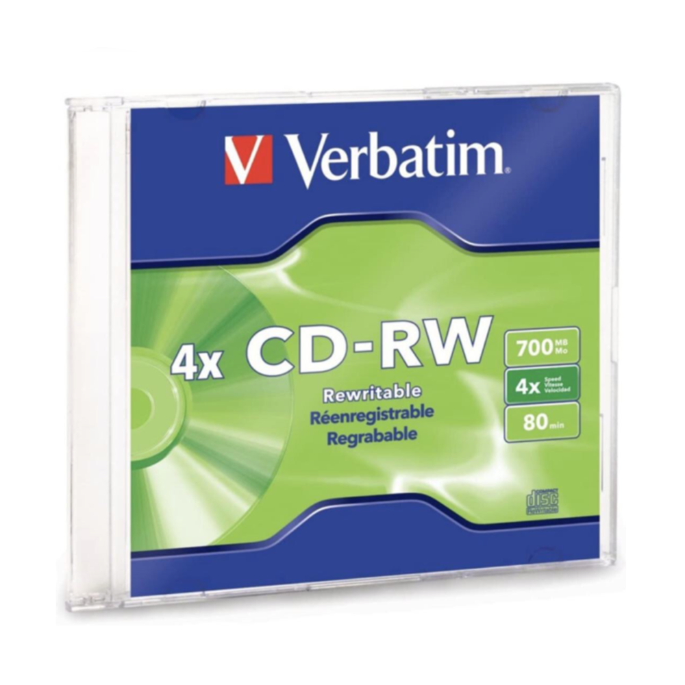 Verbatim CDRW Rewritable 4x High Speed 700MB/80min with Slim Case