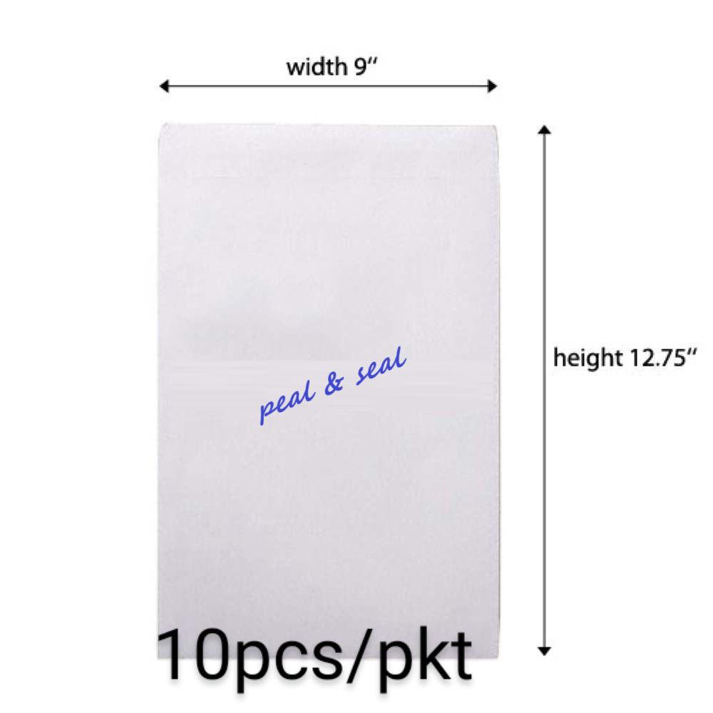 White Envelope Peal & Seal 9.5" x 12.75" (10PCS/PKT)