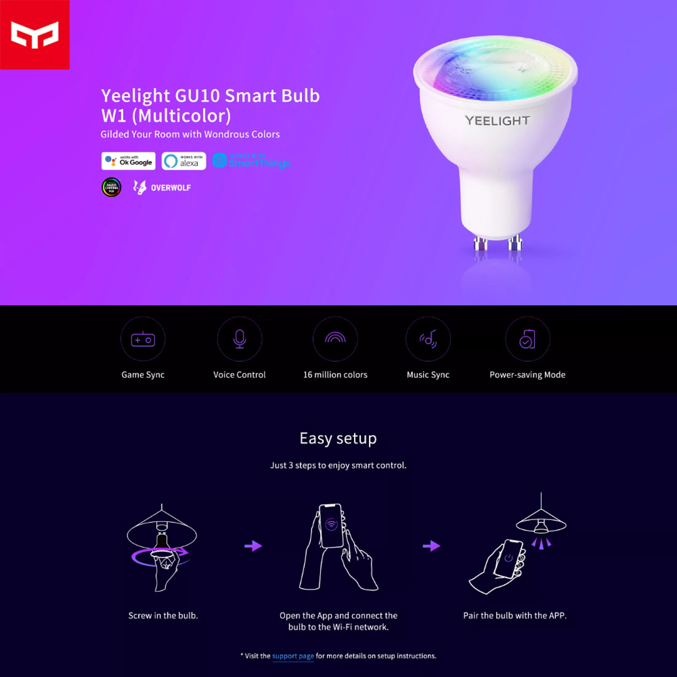 Xiaomi Yeelight GU10 LED Smart Bulb W1 Multicolor - TechPunt