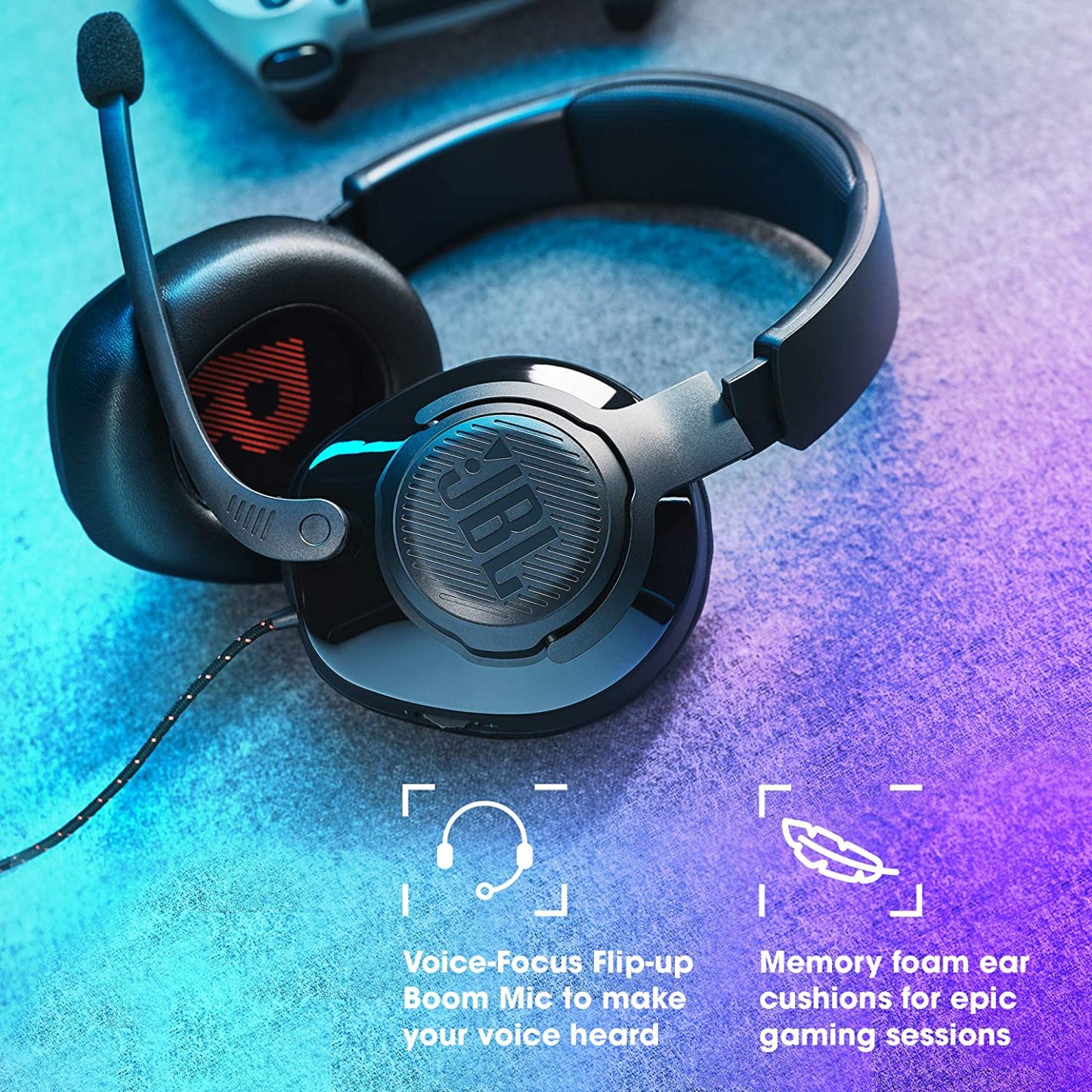 JBL Quantum 200 Wired Over-Ear Gaming Headset with Flip-Up Mic