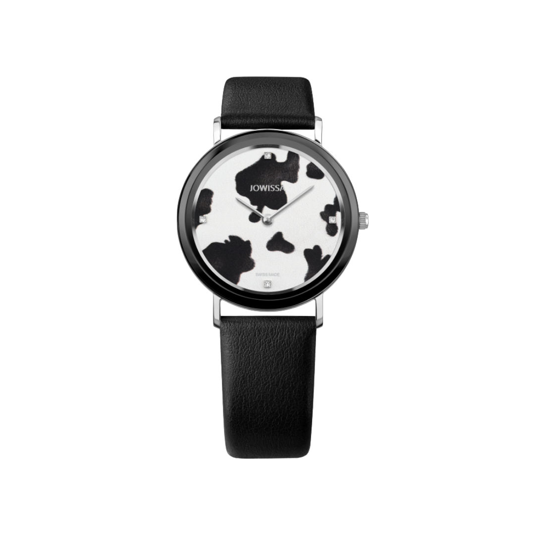 Jowissa Anwy 35mm ladies watch in black and cow print