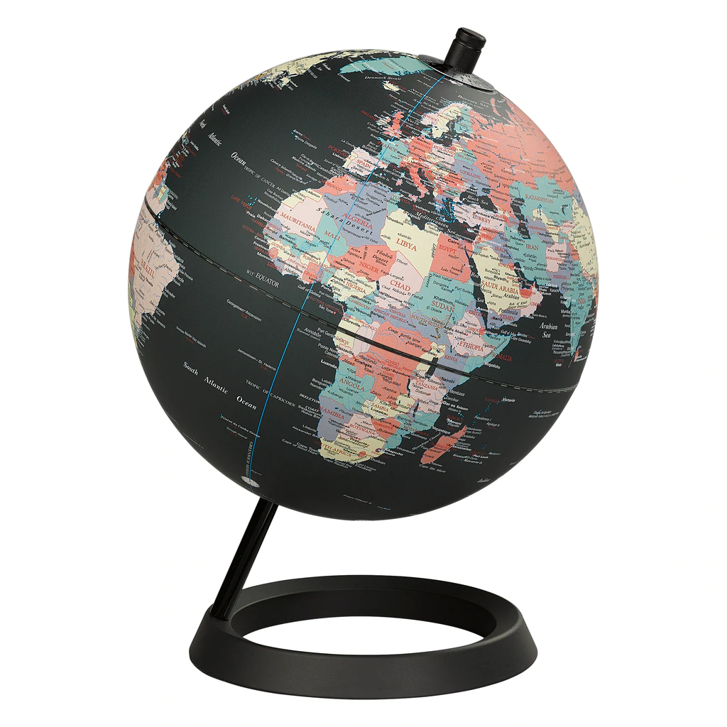 8" Black Ocean Globe