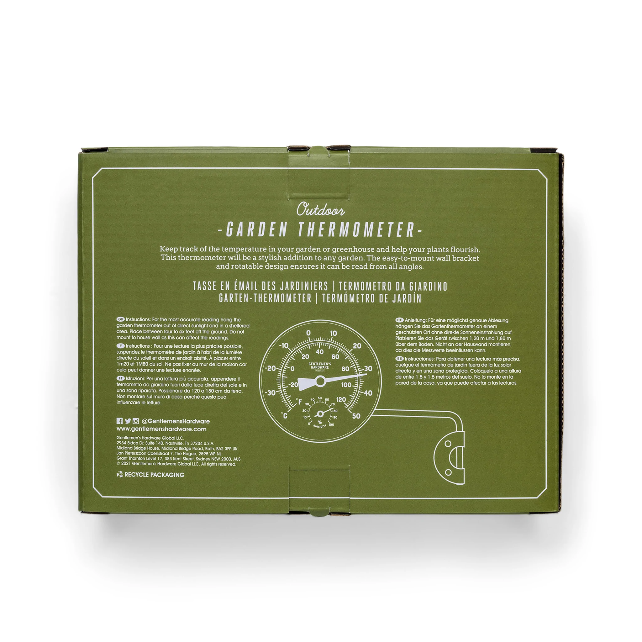 Brass Indoor Outdoor Garden Thermometer