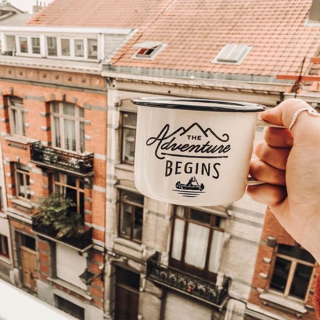 The Adventure Begins Enamel Mug