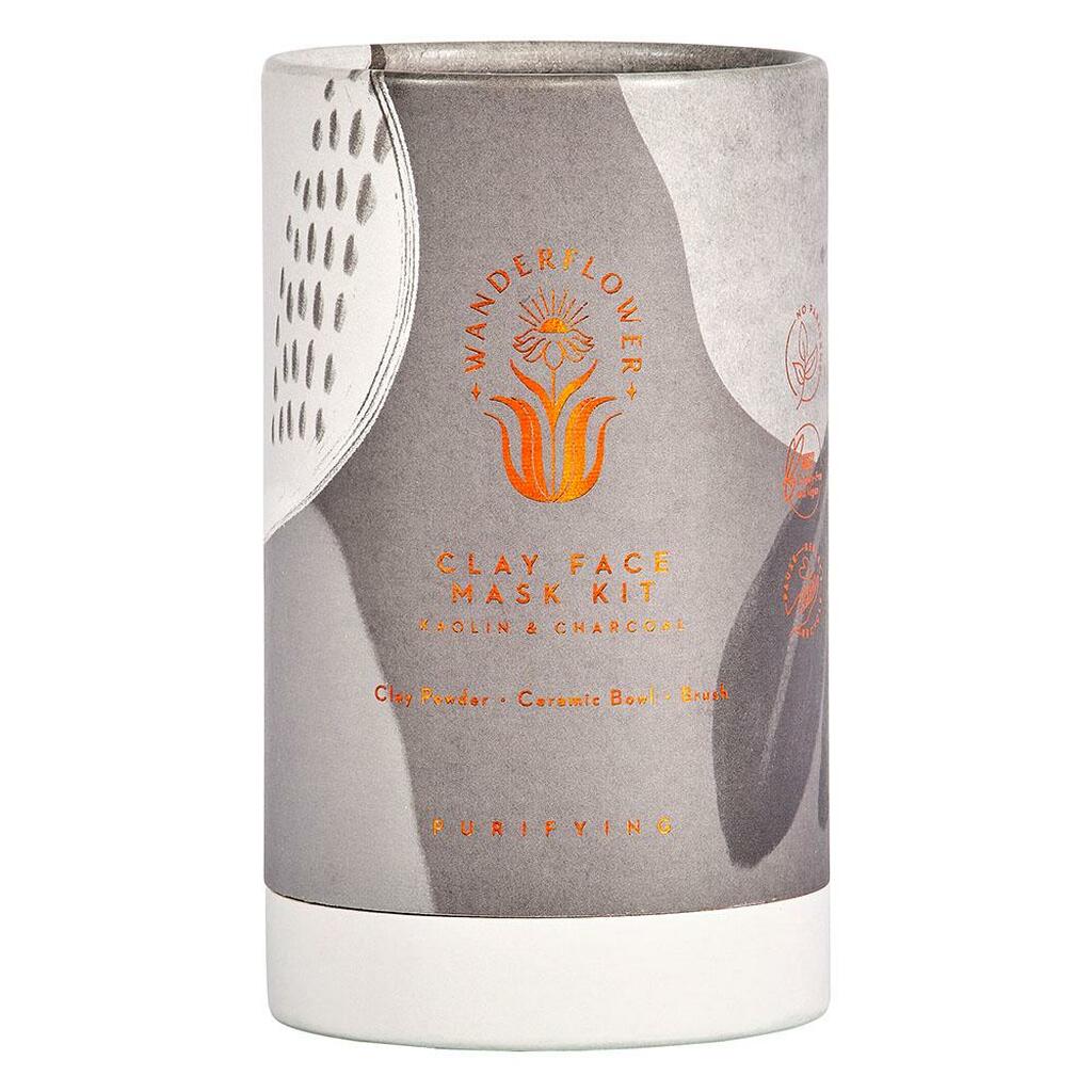 Wanderflower Kaolin & Charcoal Clay Face Mask 3 Piece Kit