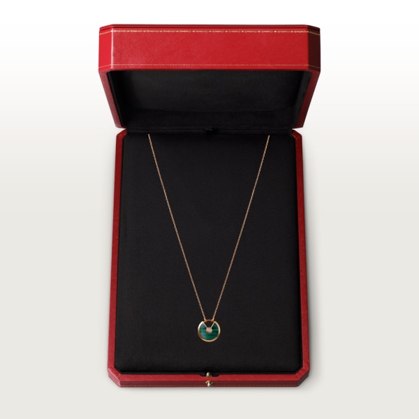 アミュレット ドゥ カルティエ ネックレス、SM ピンクゴールド、マラカイト、ダイヤモンド