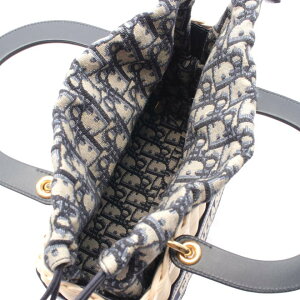 クリスチャンディオールChristianDiorLADYDIORミディアムウィッカー&ディオールオブリークジャガードかごバッグハンドバッグラタンレザーキャンバスアイボリーネイビー2WAYM0565CMVO【中古】