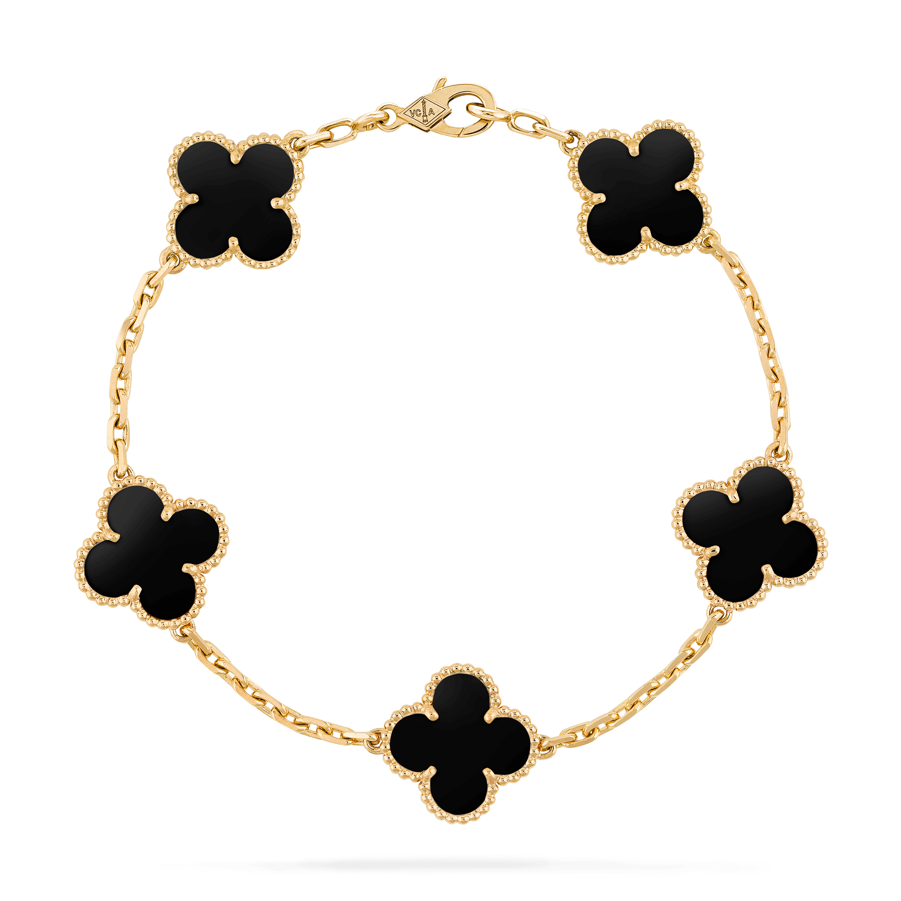 Vintage Alhambraæé¾ï¼5å¾æ¡, é»Ké, ç¼çç:  5é¢, Front, Jewelry Bracelet