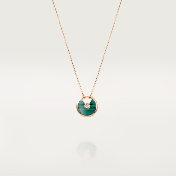 アミュレット ドゥ カルティエ ネックレス、SM ピンクゴールド、マラカイト、ダイヤモンド
