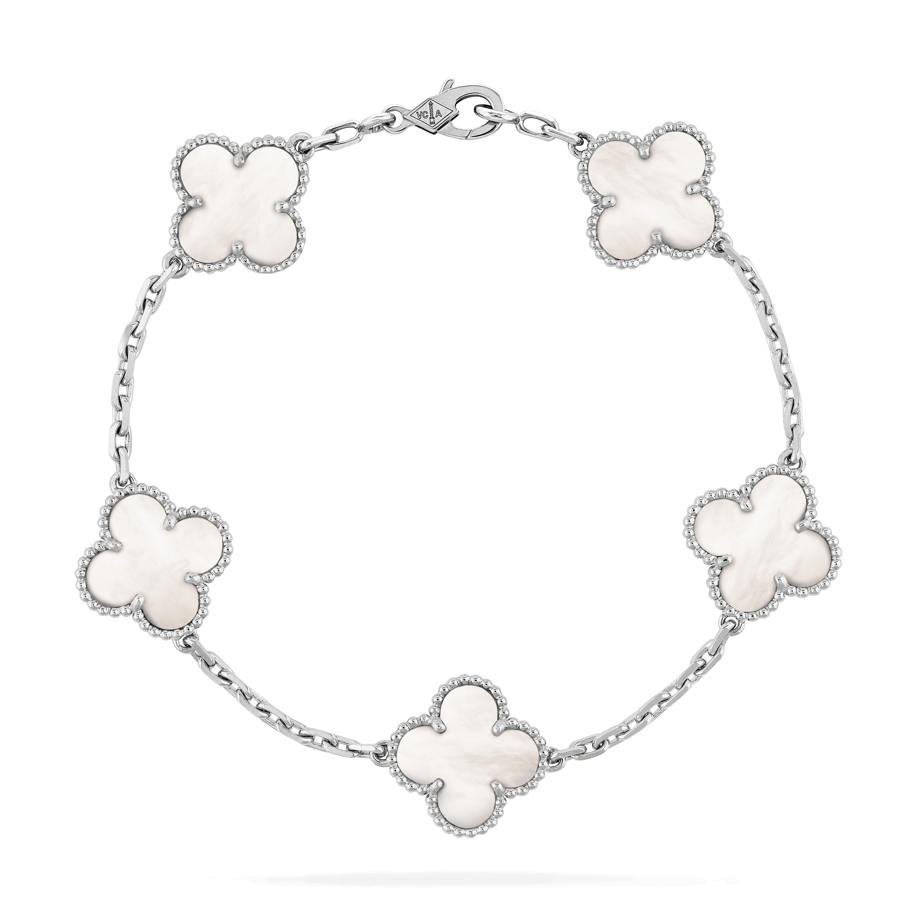 Vintage Alhambraæé¾ï¼5å¾æ¡, ç½Ké, çç æ¯è´:  5é¢, Front, Jewelry Bracelet