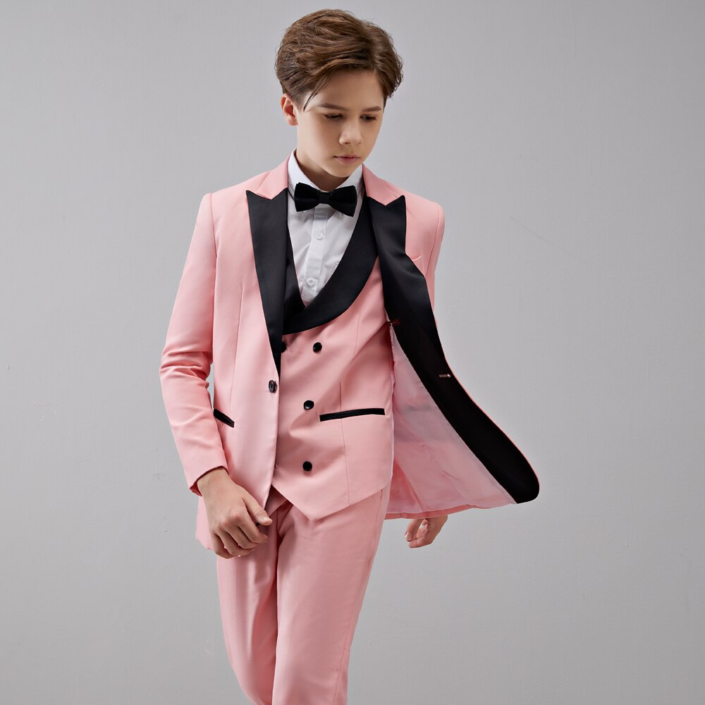2022 Pink Formal Boys Suits For Weddings Dress Elegant Children Schoo