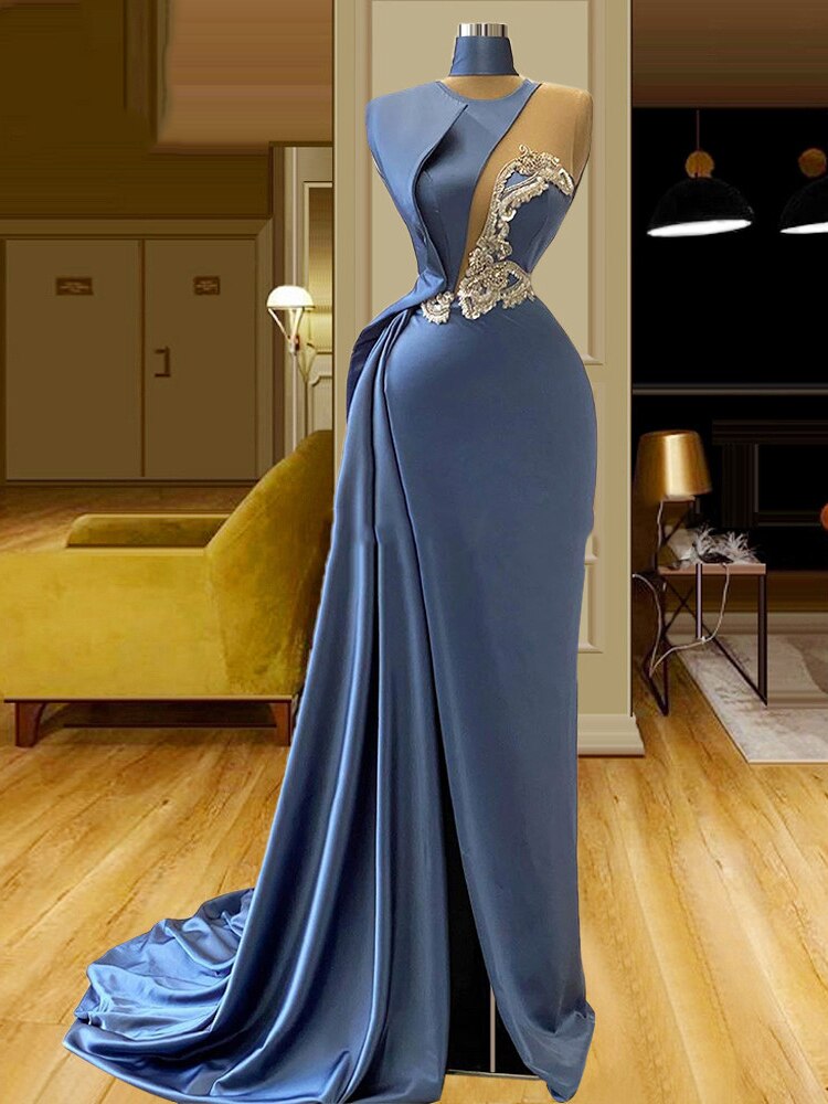 Arabic Evening Dresses CRYSTAL Beads Satin Dubai Abiye Formal Prom Party Gowns 2022 One Shoulder Celebrity Dresses