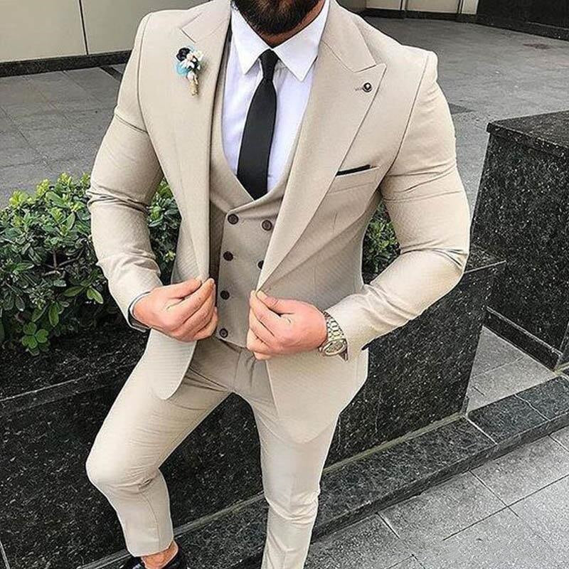 Double Breasted Vest Men Suit Sli