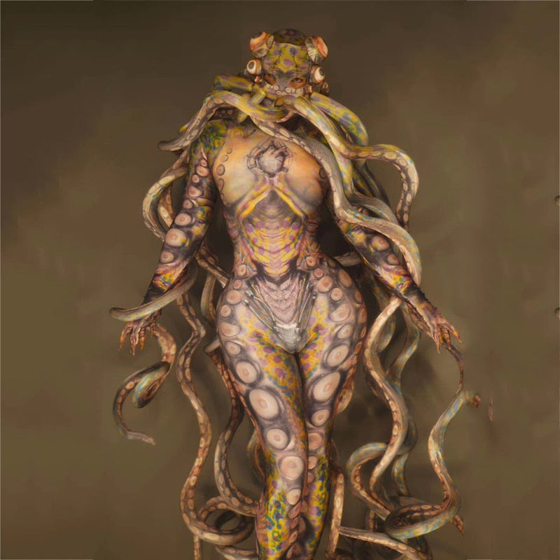 Halloween Party Terrible Octopus Monster Cosplay Costumes Women Men Tentacle Stage Jumpsuit Adults Dancer Bododysuit XS1367
