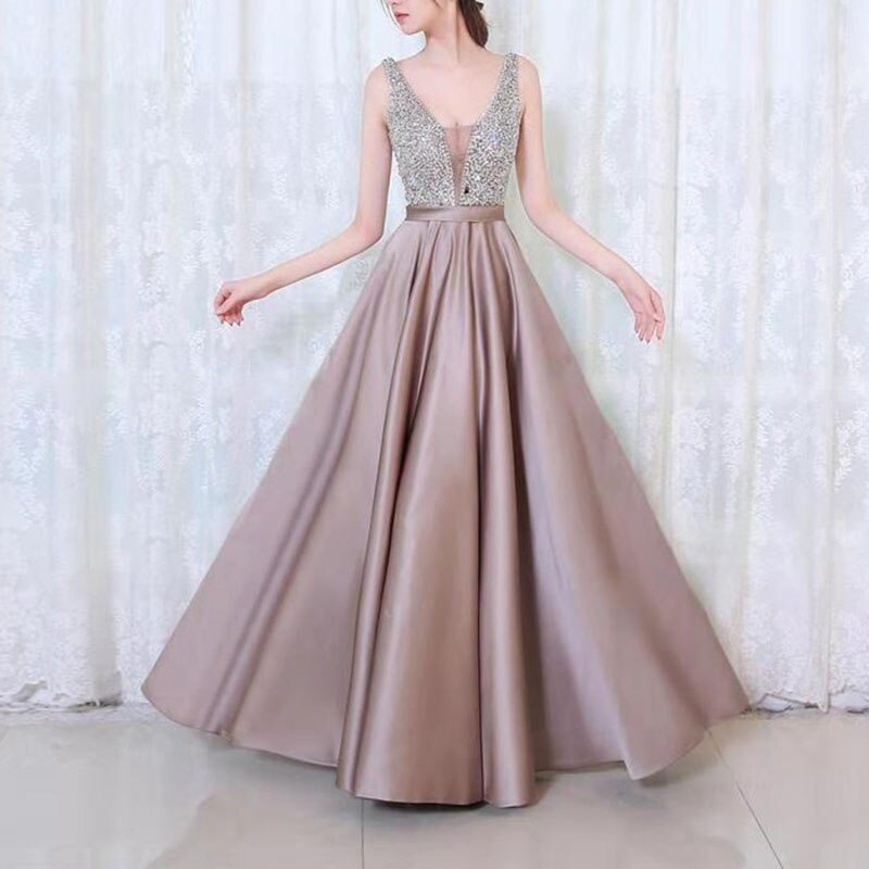 Evening Party Ball Prom Gown Formal Cocktail Wedding Party VNeck Maxi Dress
