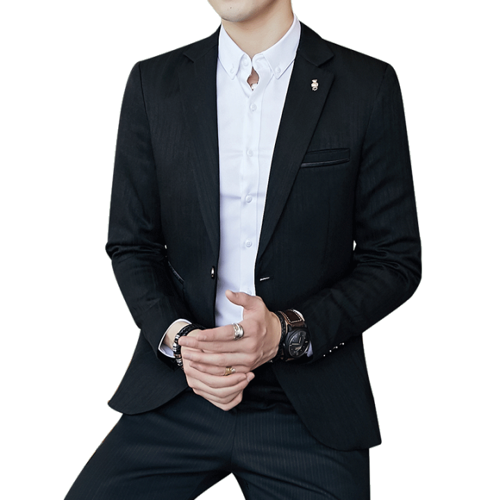 Striped Blazer Mens Slim Fit Blazer Slim Masculino Business Casual Me