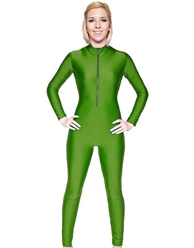 Adult Lycra Spandex Unitard Bodysuit Full Body Long Sleeve Turtleneck Zentai Front Zipper Ballet 5396