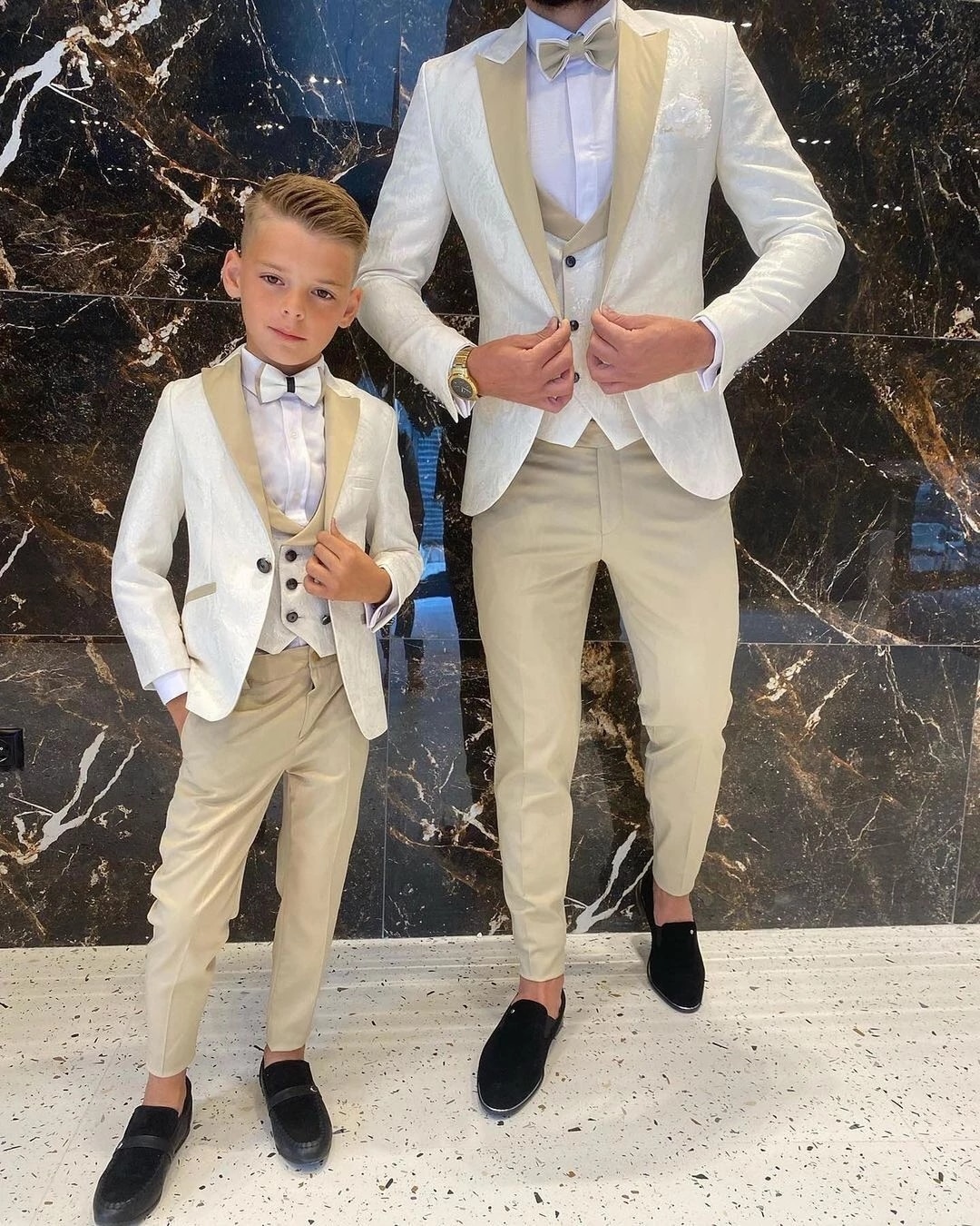Newest Pattern Father And Son Men Suits Wedding Prom Groom Tuxedos Terno Masculino Slim Fit Blazer 3 Pieces Jacket+Pant+Vest